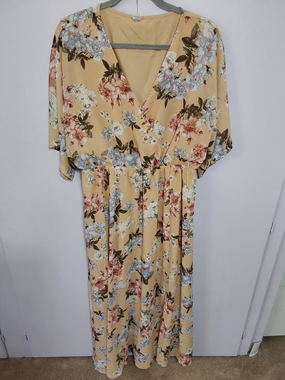 Floral V-Neck Maxi Dress in Mustard Yellow
